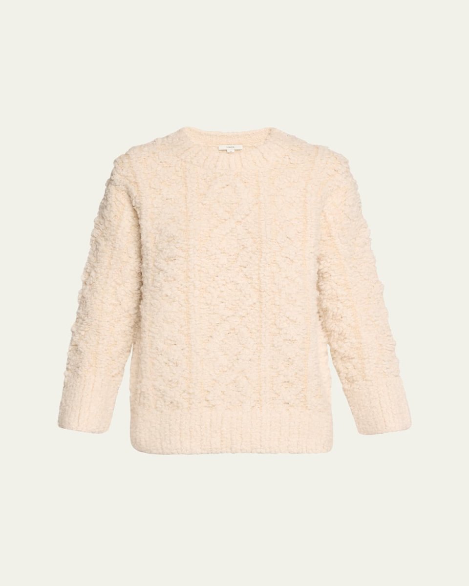 Textured Cable-Knit Crewneck Sweater